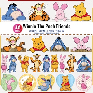 May include: A collection of Winnie the Pooh characters, including Pooh, Tigger, Eeyore, and Piglet, in various poses. The image includes the text "Winnie The Pooh Friends" and details about the image file.