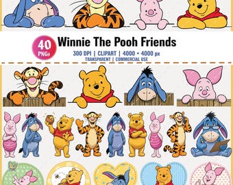Winnie The Pooh Friends PNG Clipart Bundle Character Set
