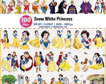 Snow White Princess Clipart PNG Bundle 100 Characters