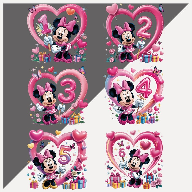Minnie Mouse Birthday Alphabet PNG Clipart Bundle image 6