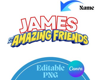 Bewerkbare kinderverjaardagsnaam Spidey en zijn geweldige vrienden Canva png-sjabloon, Spidey-verjaardag, gepersonaliseerd naamshirt,
