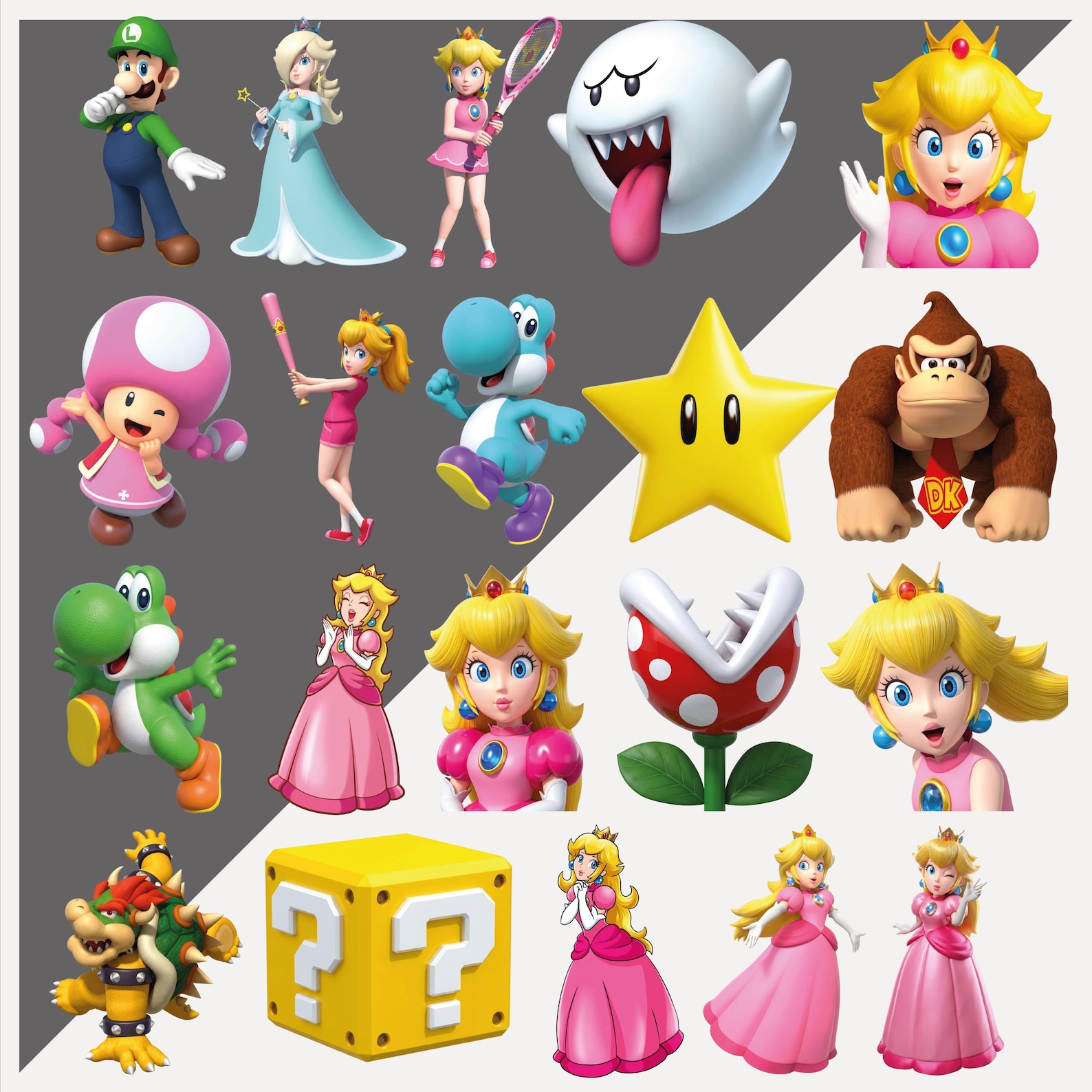 Super Mario Princesses PNG Clipart Bundle, Princess Peach Png, 100 ...