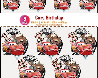 Cars Birthday Numbers PNG Clipart Lightning McQueen Mater Bundle