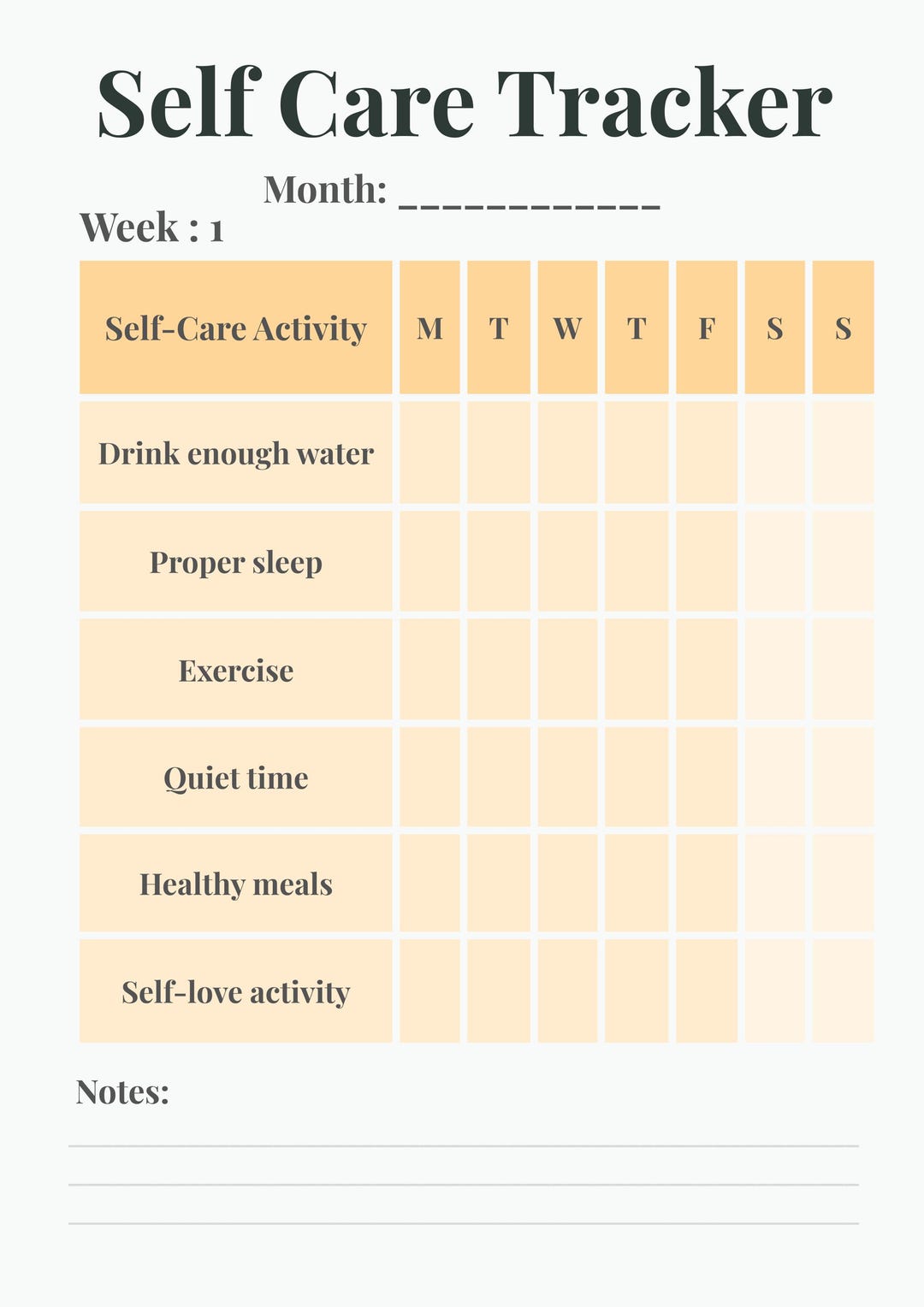 Self Care Tracker Printable – Daily & Weekly Planner Pages, Goal ...