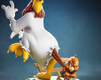 Statua di Foghorn Leghorn e Chicken Hawk – Classica statuetta da collezione dei Looney Tunes