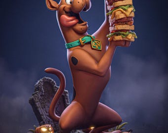Statua di Scooby Doo per Halloween - Statuetta da collezione dipinta a mano raffigurante il cane dei cartoni animati.