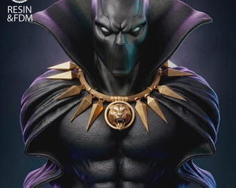 Busto di Black Panther – Statua da esposizione dipinta a mano raffigurante Wakanda