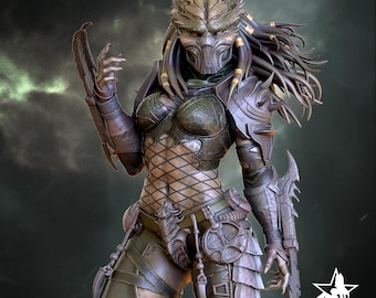 Statua di Predatrice Femmina – Figura Premium di Cacciatrice Aliena