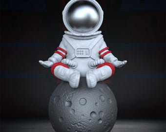 Statua di astronauta – Meditazione lunare, oggetto da collezione a tema spaziale