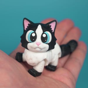 Articulated Cat STL & 3MF file for 3D printing. Print in place, Flexi Fidget Toy