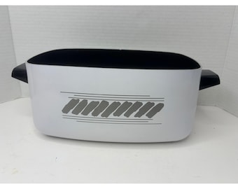 Panela de reposição vintage West Bend para panela elétrica de cozimento lento, cinza com estampa de pinceladas, estilo moderno de meados do século.