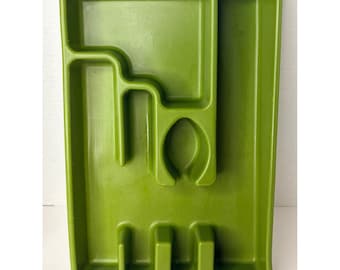 Vintage Rubbermaid Avocado Green Silverware Organizer Tray Retro Kitchen