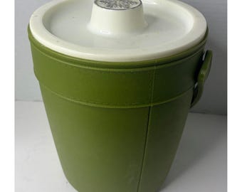 Balde de gelo vintage Rubbermaid, tampa com floco de neve verde abacate, modelo MCM 2260, utensílio de bar retrô