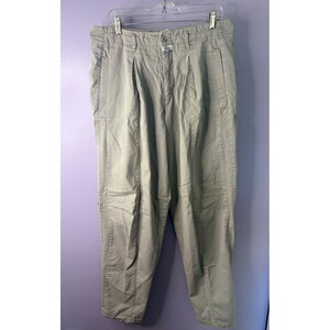 Marithe Francois Girbaud Vtg Plisado Cónico Pantalones Caqui Hombres 34x34 Tan 90s Raro