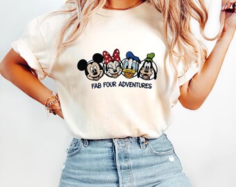 Vintage Mickey Mouse & Friends Tee, Retro Fab Four Adventures Shirt