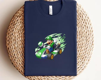 Luigi Kart Racing Tee, Super Mario Gamer Shirt