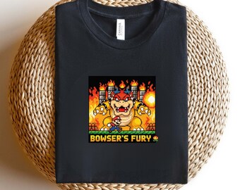 Bowser's Fury T-Shirt, Super Mario Pixel Art Tee, Gamer Gift