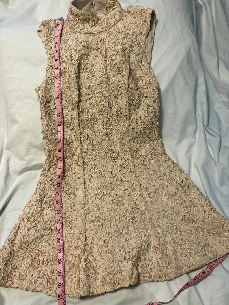 Boho Free People Sleeveless Dress with lace overlay with raised pattern image 4