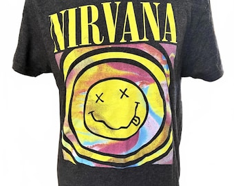 Nirvana T-shirt with smiley face Dark Charcoal Size Medium