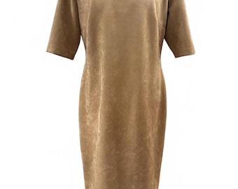 Anne Klein camel, suede, long, short sleeve dress