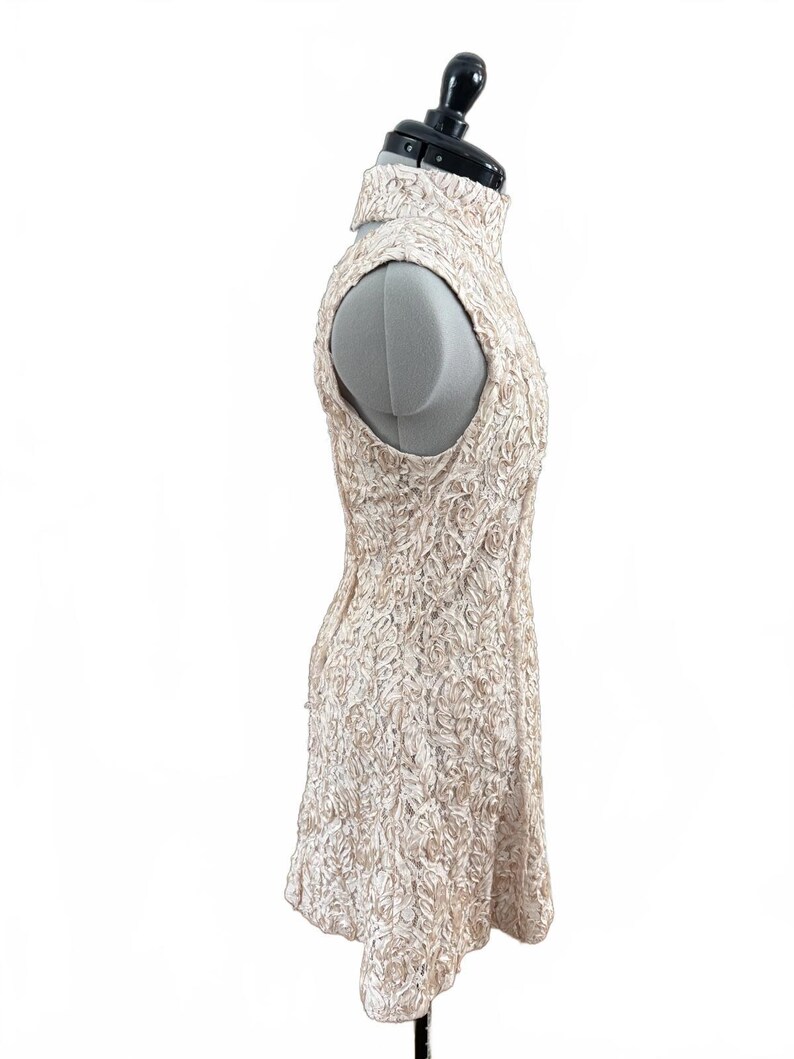 Boho Free People Sleeveless Dress with lace overlay with raised pattern image 3