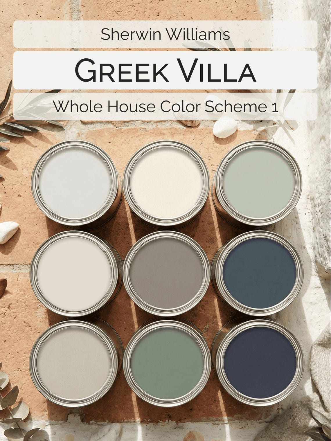 Sherwin Williams Greek Villa Paint Palette Cool White Neutral Whole ...