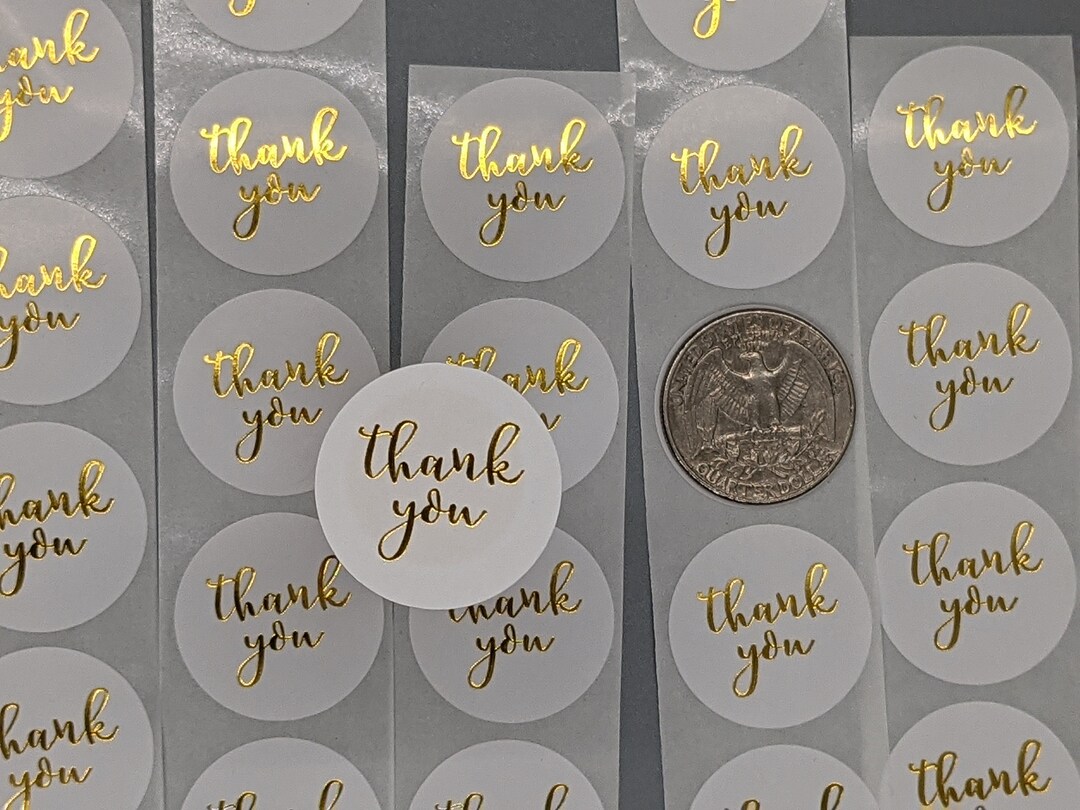 Thank You Stickers white and Gold - Etsy