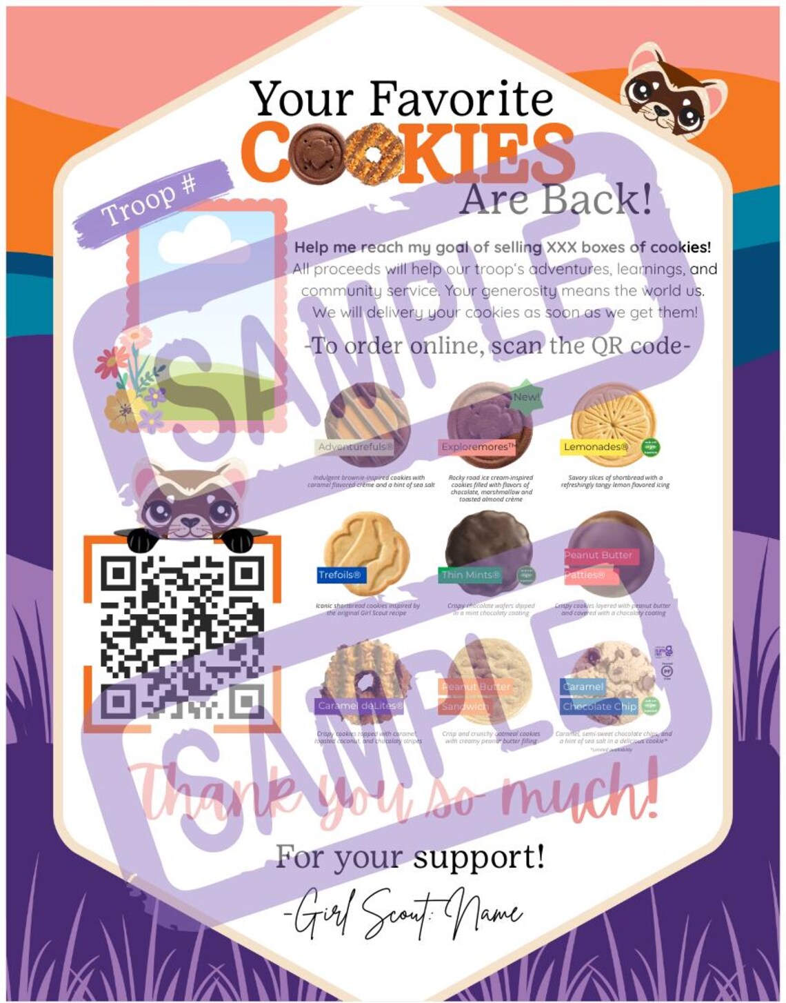 ABC COOKES Menu | Scout Cookie Flyer | Digital Cookie Sale Poster With ...