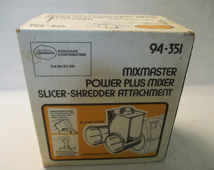 Sunbeam Mixmaster Power Plus Mixer Slicer Shredder Attachment 94 351