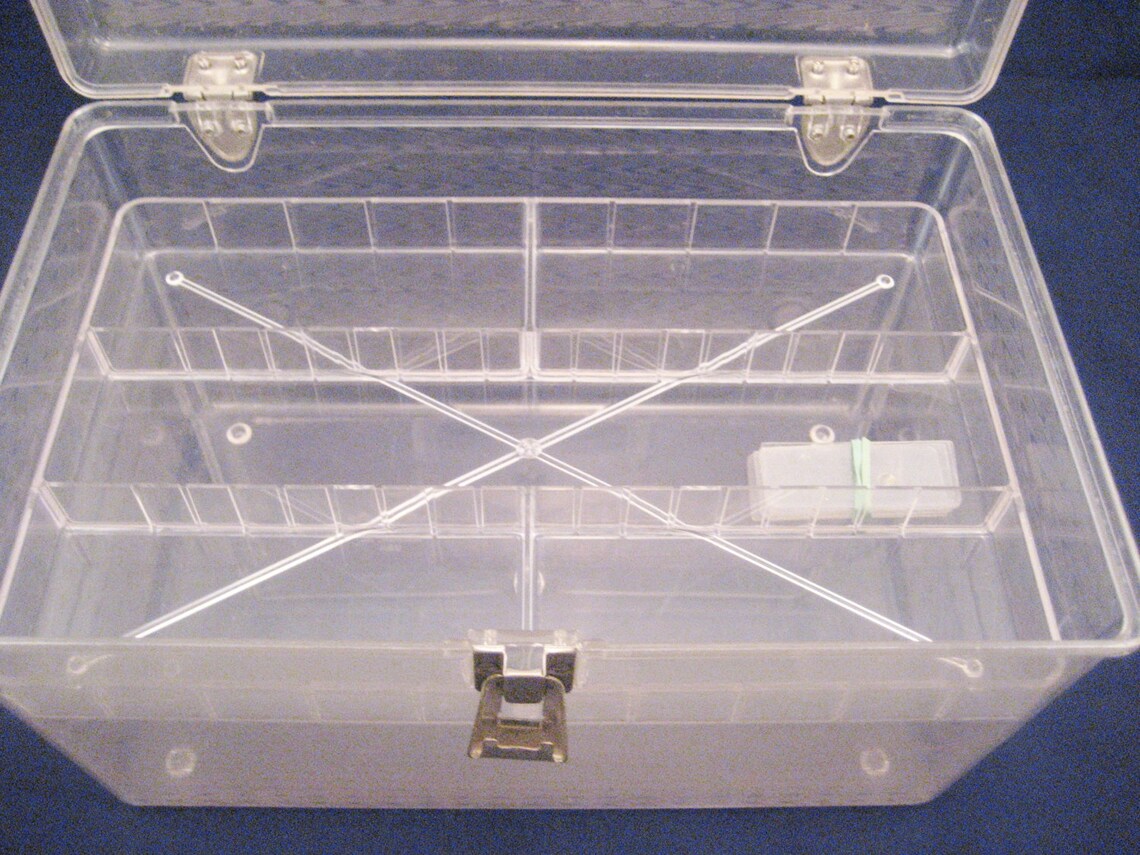 Large Wil Hold Clear Plastic Sewing Box with 2 Trays Vintage Etsy