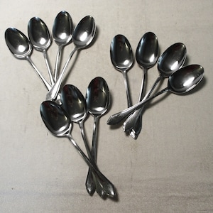 11 Sohnaco Soup Spoons, Stainless Steel Flatware Vintage 1960s Made in Japan, Mid Century