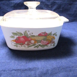 Corning Ware Garden Harvest 1 1/2 Quart Square Casserole with Lid Vintage 1980s Corningware A - 1 1/2 - B Baking Dish