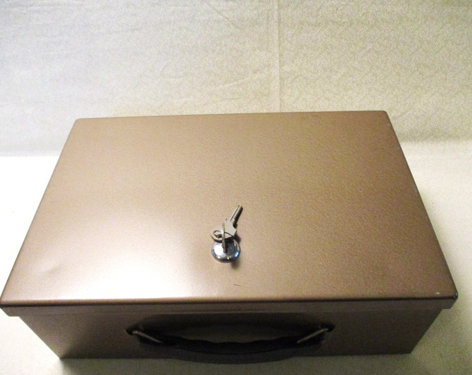 Rockaway Fireproof Metal Lock Box With 2 Keys Vintage 1960s Cash