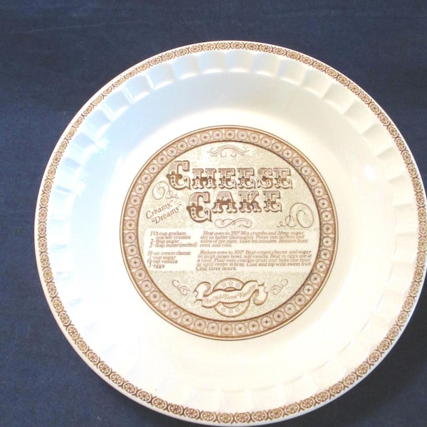 Royal China, Country Harvest Cheese Cake Recipe Pie Plate, Pan Vintage 1980s