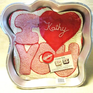 Wilton I Love You Cake Pan Vintage 1980s Valentines Day, Celebration Cake, Birthday Cake with Instruction Booklet