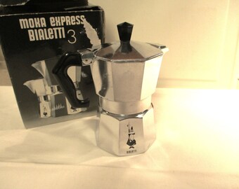 Bialetti  Moka Express 3 Stove Top Espresso Maker Vintage 1970s Made in Italy