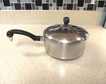 Farberware 1 1/2 Quart Sauce Pan Vintage 1970s Aluminum Clad Stainless Steel Saucepot