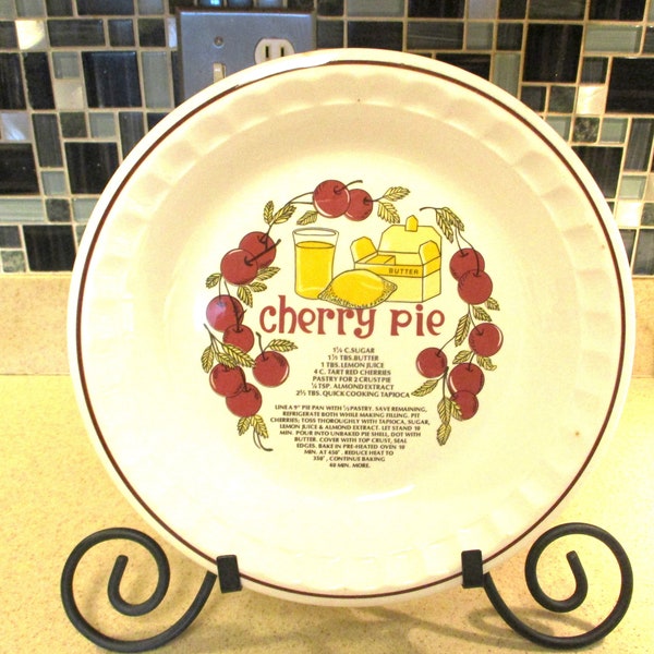 Hankook Cherry Pie Recipe Plate, Pan Vintage 1980s, Cherry Pie Recipe