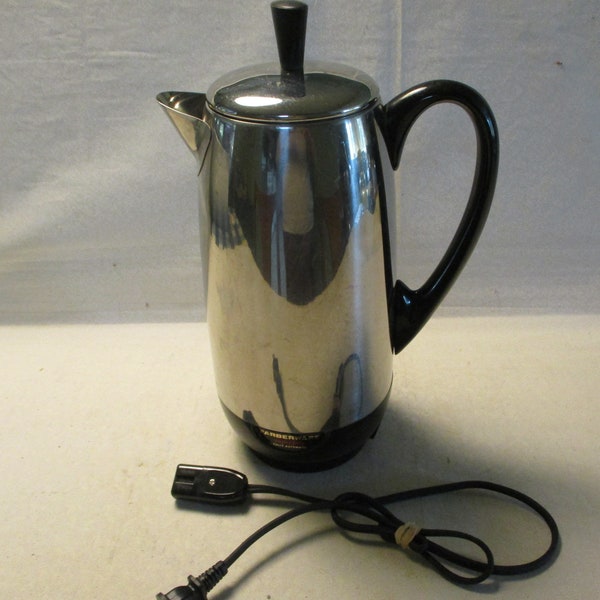 Farberware 2 to 12 Cup Super Fast Electric Percolator Vinage 1970s Stainless Steel Coffee Pot, Made in the  Bronx USA