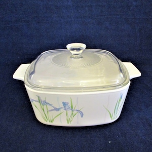 Corning Ware Shadow Iris 1 1/2 Quart Square Casserole Dish with Lid Vintage 1980s Corningware A - 1.5 - B Baking Dish, Made in USA