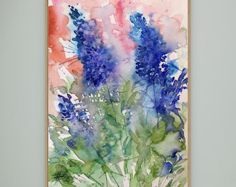 Susurros de lila - Pintura abstracta en acuarela