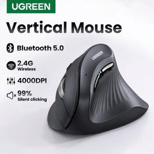 Ratón inalámbrico ergonómico para aliviar el dolor de muñeca, ideal para PC, portátil y tableta.