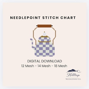 Purple Tea Kettle - Digital Needlepoint Chart (PDF Download)