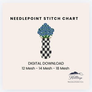 Black Checkered Vase (Multiple Versions) - Digital Needlepoint Chart - PDF Download