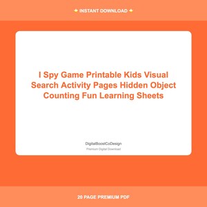I Spy Game Printable Kids Visual Search Activity Pages Hidden Object Counting Fun Learning Sheets