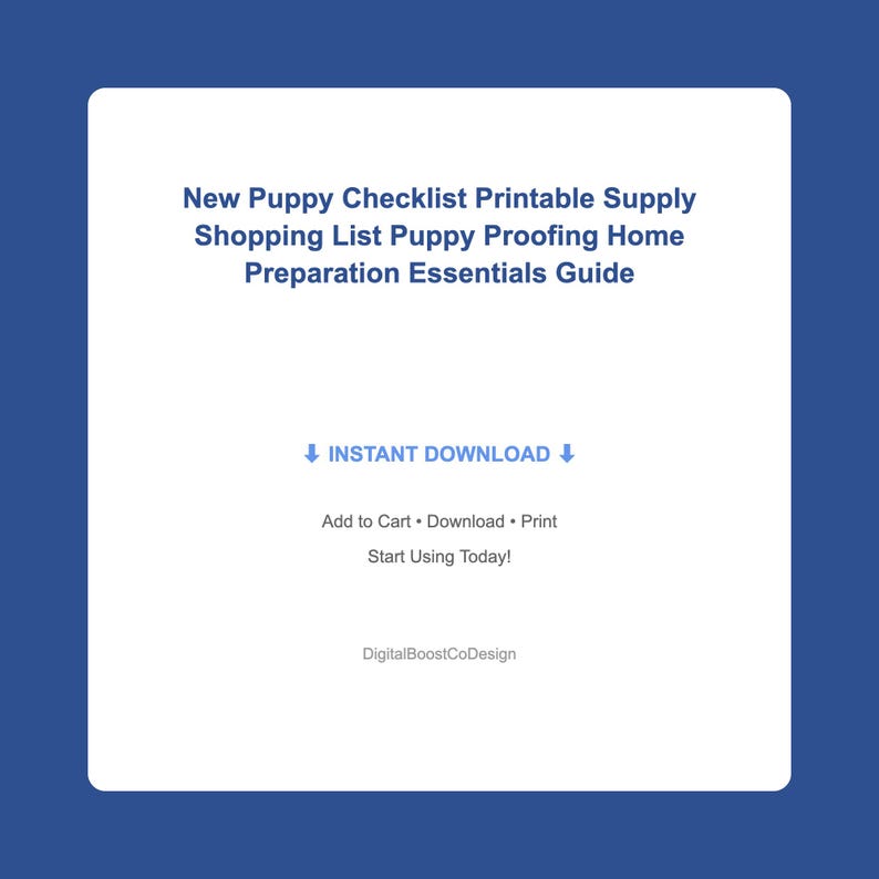 New Puppy Checklist Printable Supply Shopping List Puppy Proofing Home ...