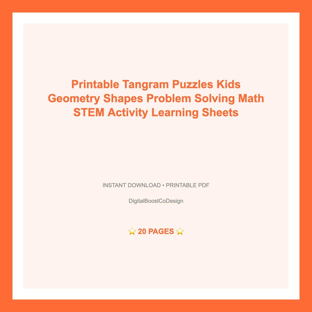 Tangram Problems Printable Tangram Puzzles Kids Geometry Shapes Problem Solving Math ...