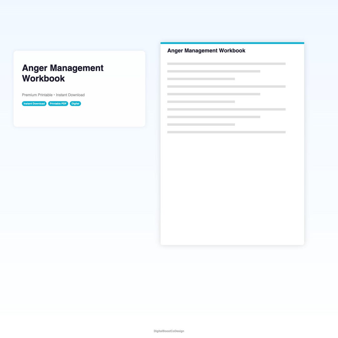 Anger Management Workbook Printable CBT Therapy Worksheets Coping ...