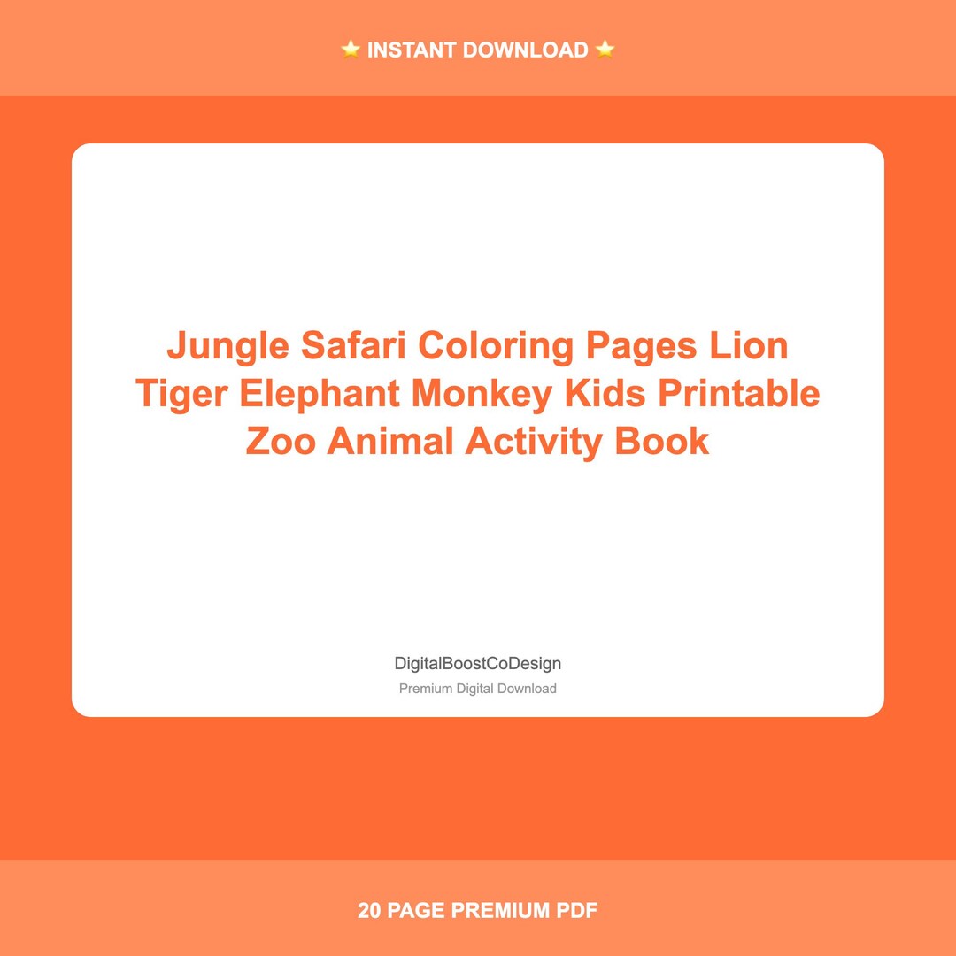 Jungle Safari Coloring Pages Lion Tiger Elephant Monkey Kids Printable ...