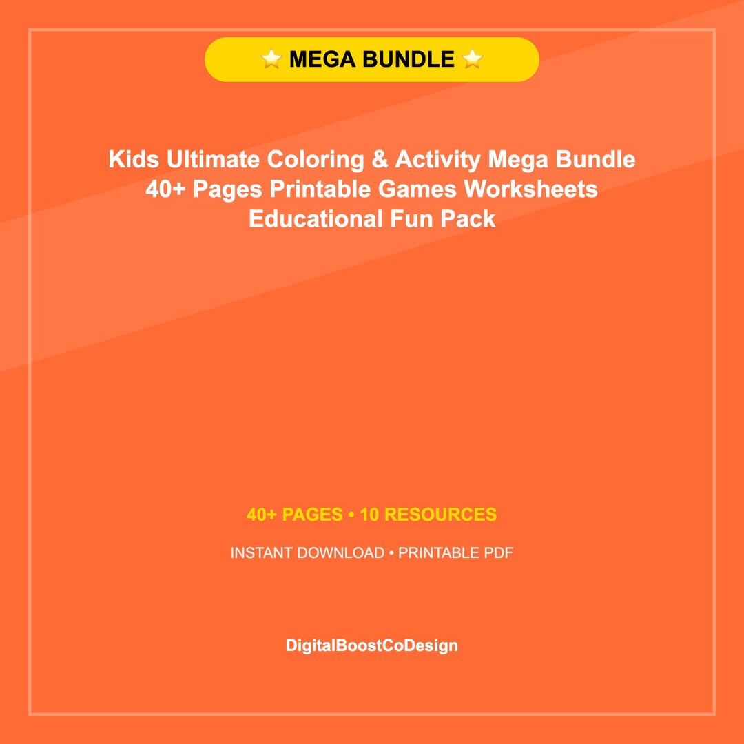 Kids Ultimate Coloring & Activity Mega Bundle 40+ Pages Printable Games ...